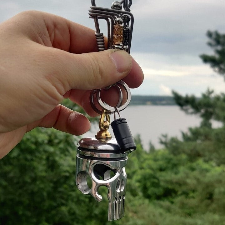 Piston Art Skull Keychain (Pendant/Flashlight/Bottle Ppener)