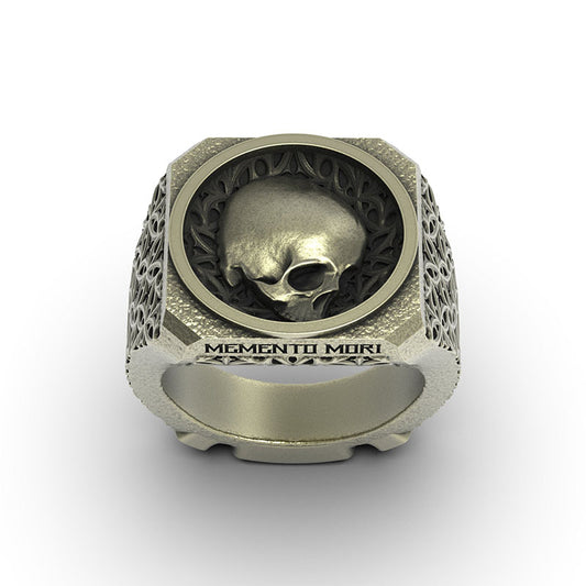 Stoic Signet Ring Sterling Silver - "Memento Mori" & "Amor Fati"