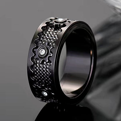 925 Sterling Silver Personalized Stress Reducing Rotatable Gear Ring