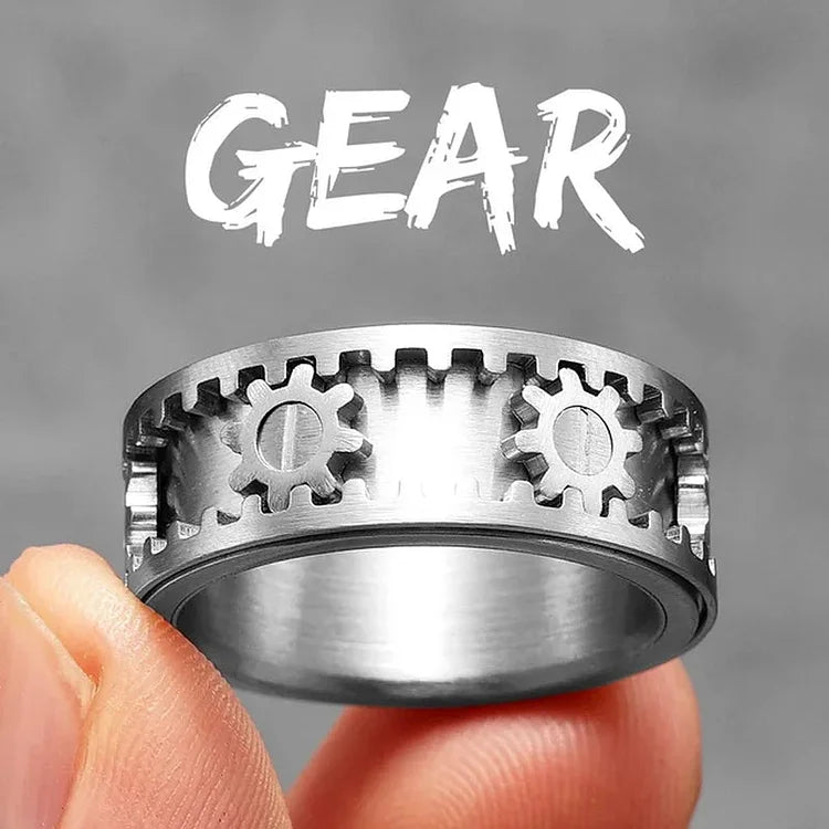 925 Sterling Silver Personalized Stress Reducing Rotatable Gear Ring