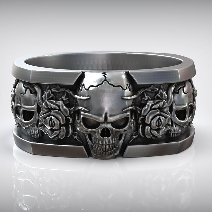 Roses Of Eternity Skull Thorns Ring