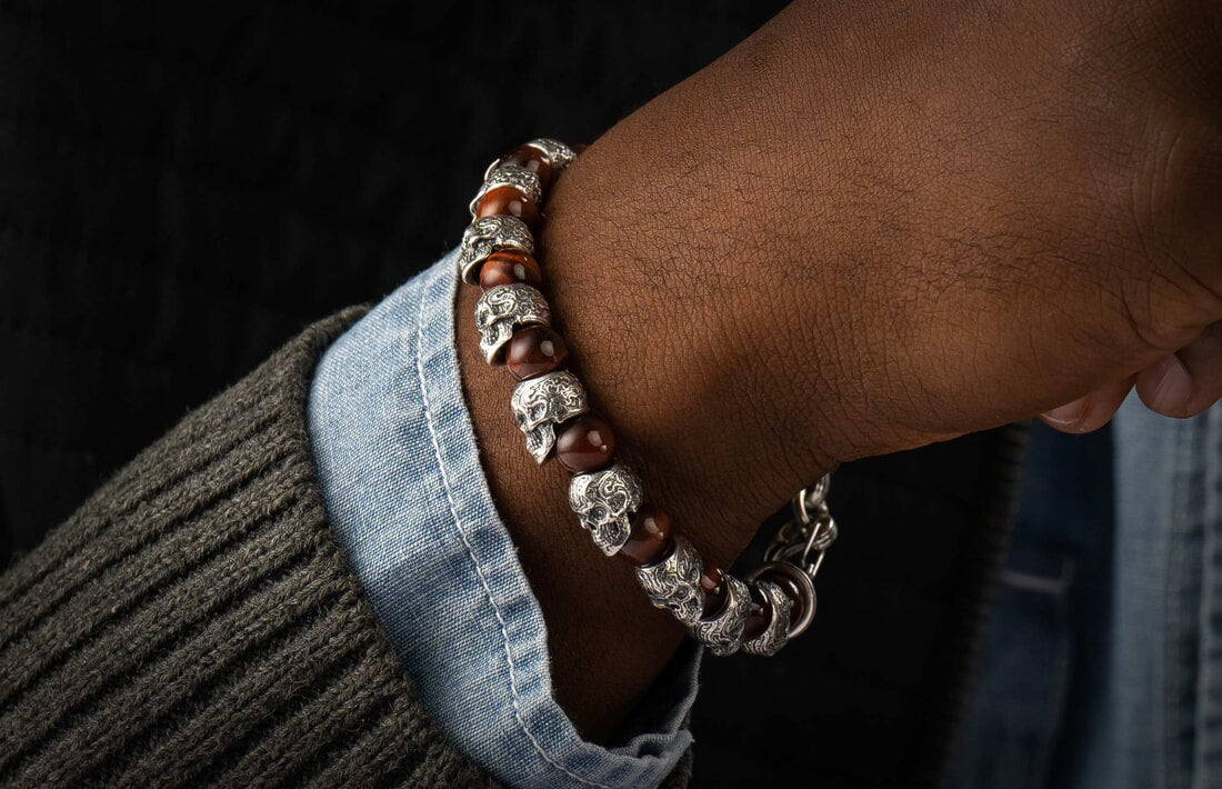 Handmade 925 Sterling Silver Bracelet With Natural Agate Stone