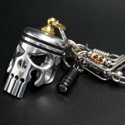 Piston Art Skull Keychain (Pendant/Flashlight/Bottle Ppener)