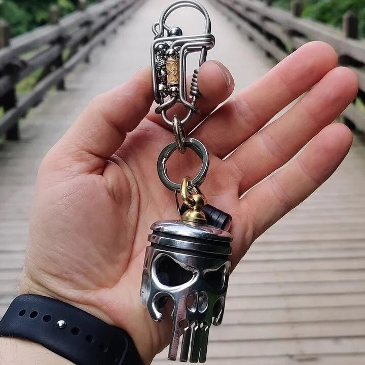 Piston Art Skull Keychain (Pendant/Flashlight/Bottle Ppener)