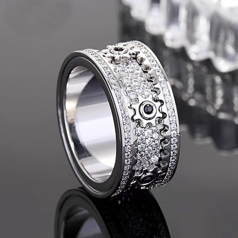 925 Sterling Silver Personalized Stress Reducing Rotatable Gear Ring