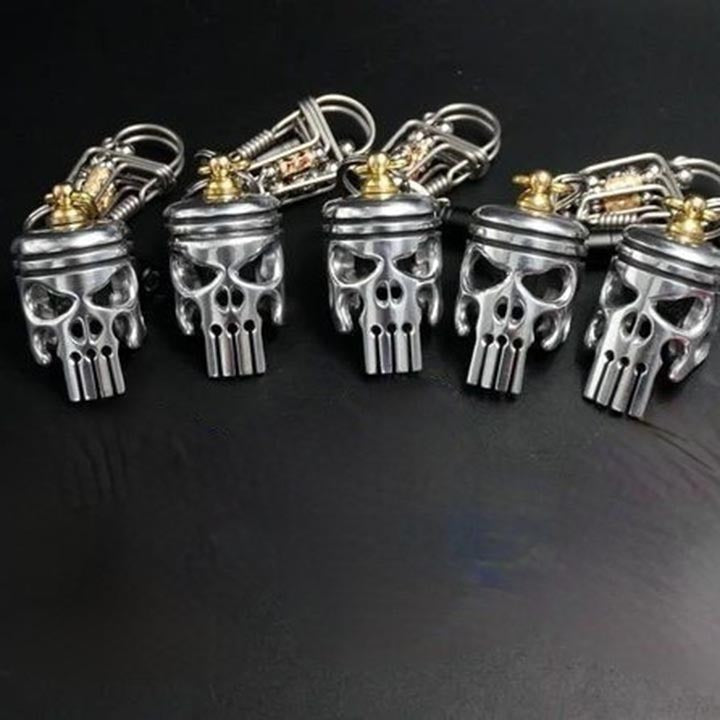 Piston Art Skull Keychain (Pendant/Flashlight/Bottle Ppener)